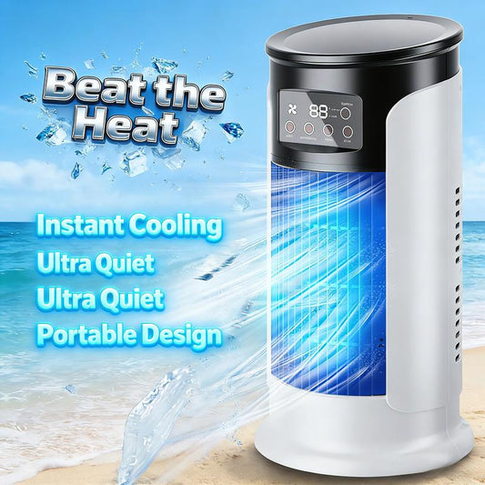2026 Nouveau climatiseur à évaporation – Ventilateur de table USB compact, refroidisseur personnel avec réservoir de 300 ml, vitesses réglables, minuterie, silencieux, design portable pour la table de chevet
