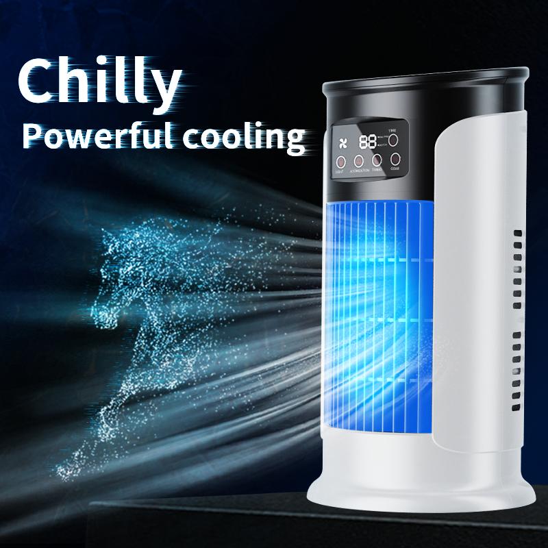 2026 Nouveau climatiseur à évaporation – Ventilateur de table USB compact, refroidisseur personnel avec réservoir de 300 ml, vitesses réglables, minuterie, silencieux, design portable pour la table de chevet