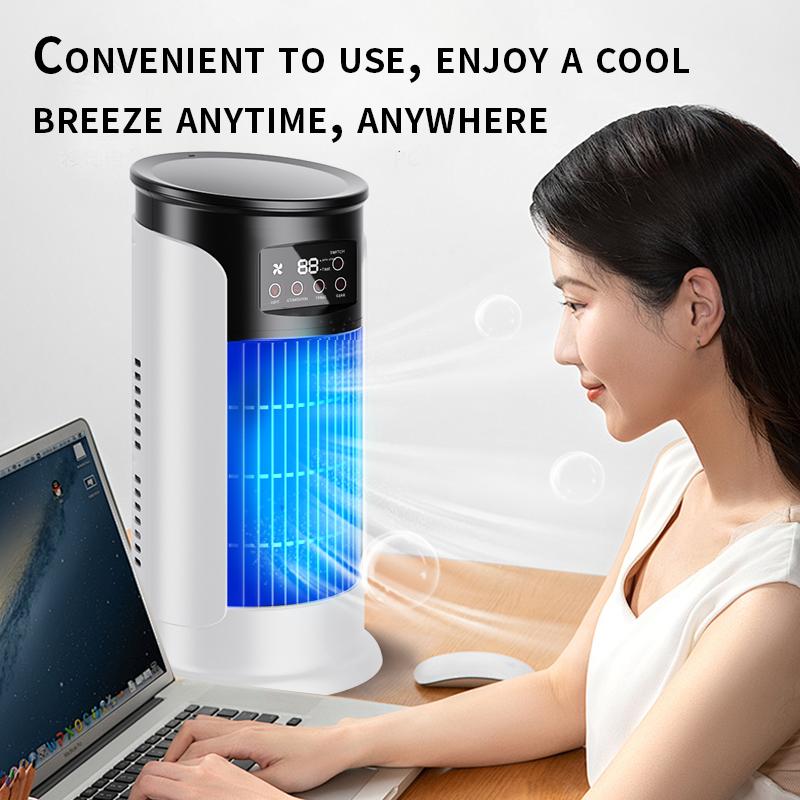 2026 Nouveau climatiseur à évaporation – Ventilateur de table USB compact, refroidisseur personnel avec réservoir de 300 ml, vitesses réglables, minuterie, silencieux, design portable pour la table de chevet