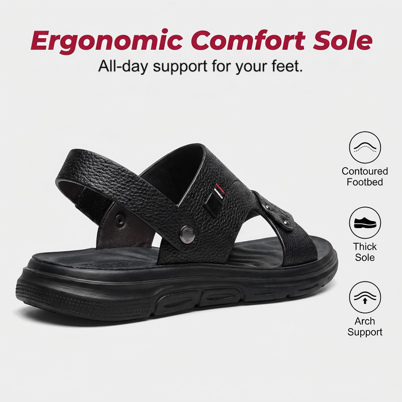 Sandales en cuir pour homme, semelle épaisse antidérapante et résistante, chaussures confortables pour un style business décontracté, idéales pour les trajets quotidiens et les tenues estivales