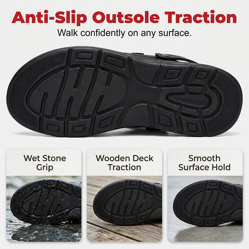 Sandales en cuir pour homme, semelle épaisse antidérapante et résistante, chaussures confortables pour un style business décontracté, idéales pour les trajets quotidiens et les tenues estivales