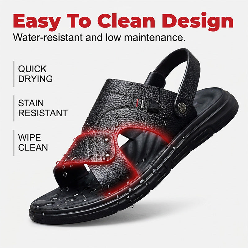 Sandales en cuir pour homme, semelle épaisse antidérapante et résistante, chaussures confortables pour un style business décontracté, idéales pour les trajets quotidiens et les tenues estivales