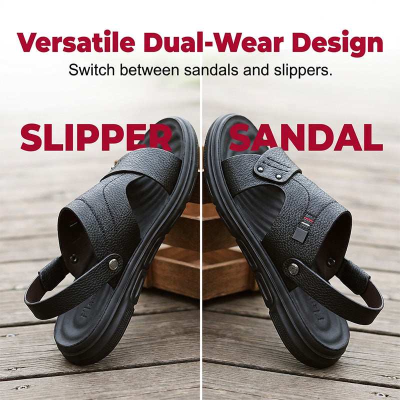 Sandales en cuir pour homme, semelle épaisse antidérapante et résistante, chaussures confortables pour un style business décontracté, idéales pour les trajets quotidiens et les tenues estivales