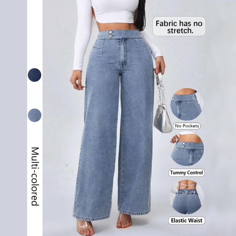 Jean taille haute à jambes larges pour femme