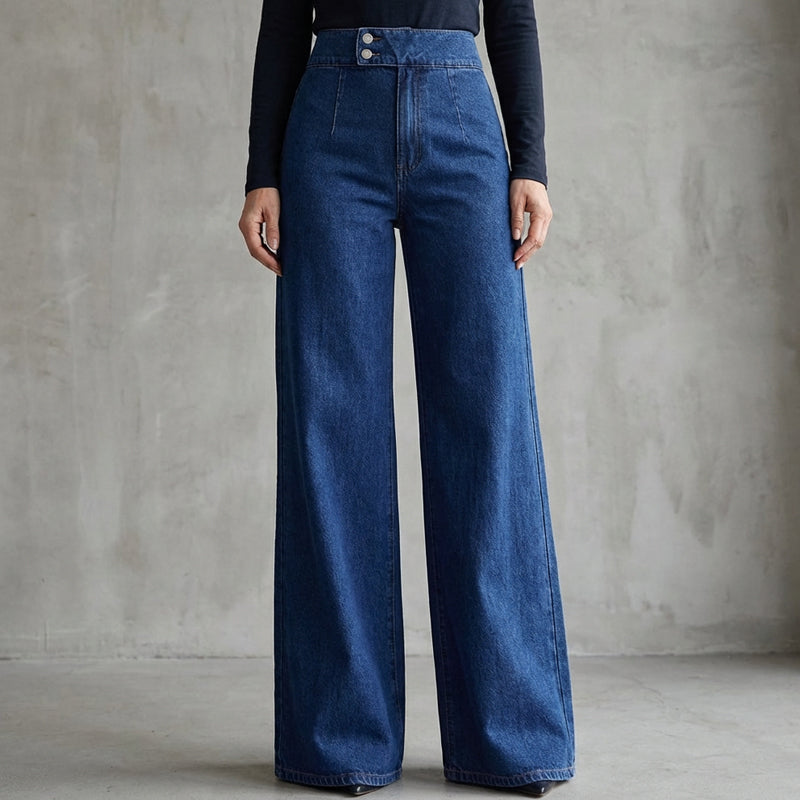 Jean taille haute à jambes larges pour femme