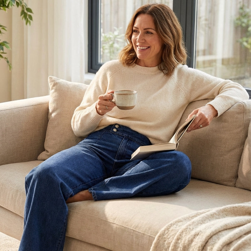 Jean taille haute à jambes larges pour femme