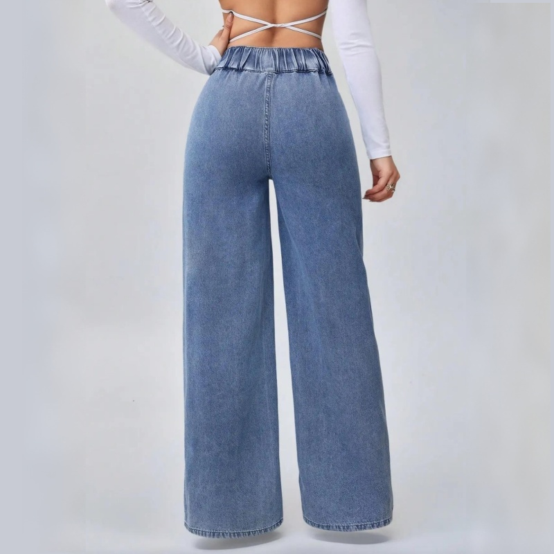 Jean taille haute à jambes larges pour femme