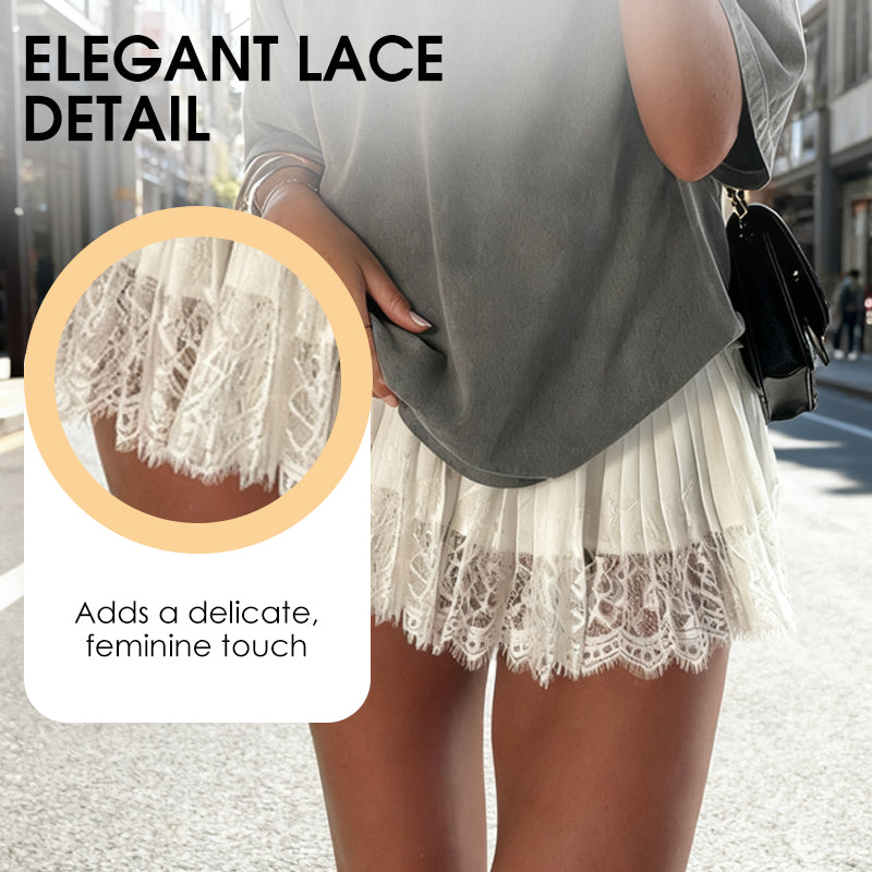 Mini-jupe chic à volants et bordure en dentelle