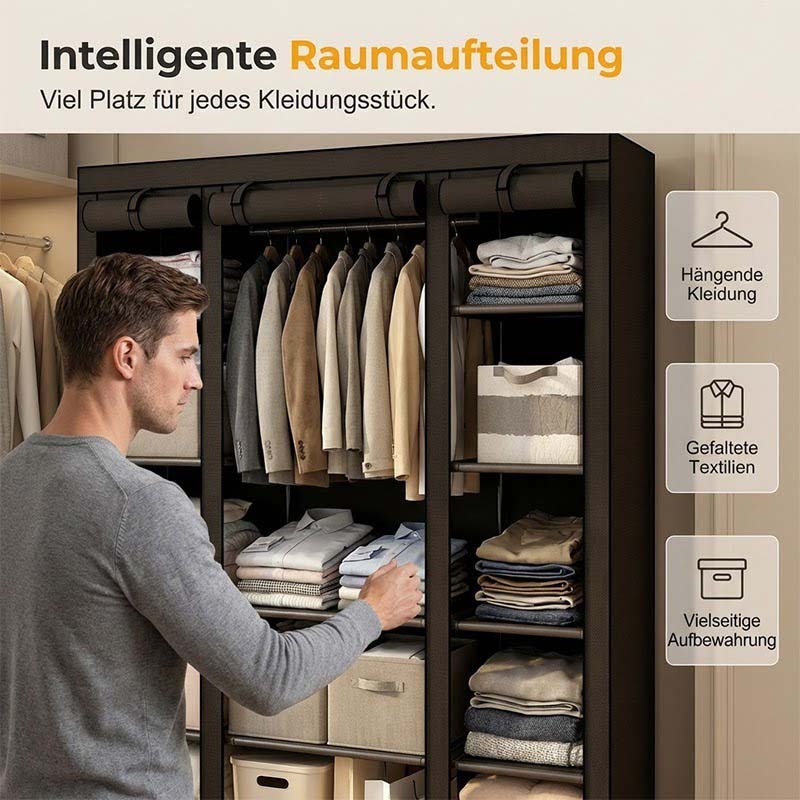🔥📦 DERNIER JOUR -50% ! Armoire Portable en Tissu Non Tissé – Facile à Monter, Structure Acier, 3 Tailles, Idéale Chambre & Dressing 🏠