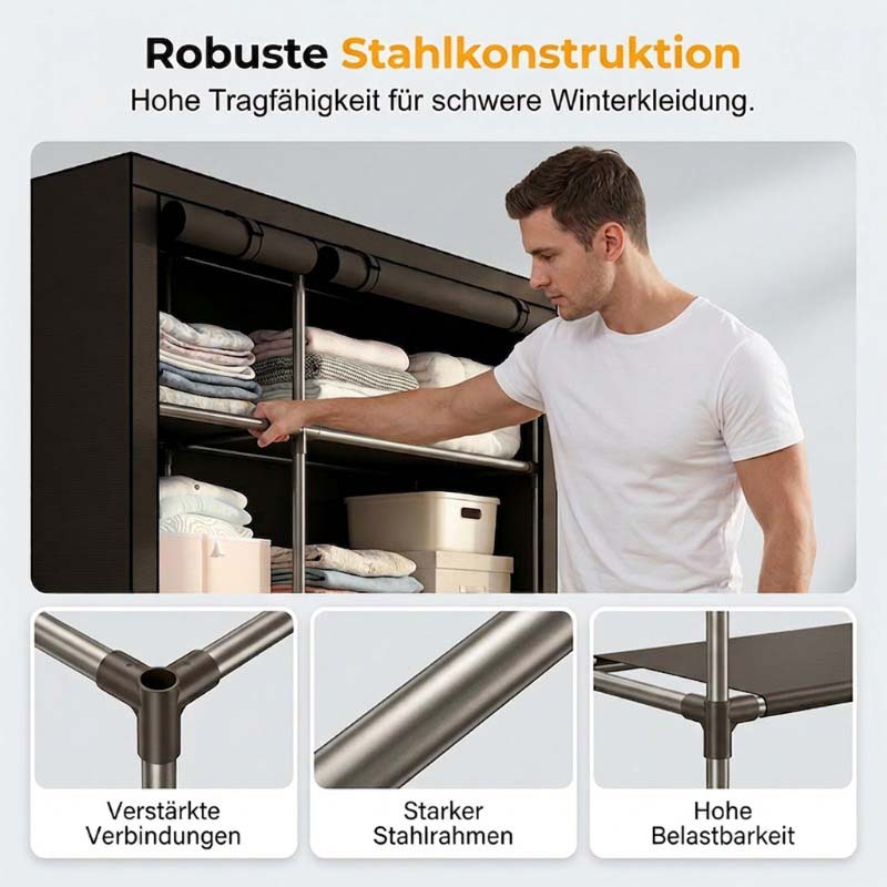 🔥📦 DERNIER JOUR -50% ! Armoire Portable en Tissu Non Tissé – Facile à Monter, Structure Acier, 3 Tailles, Idéale Chambre & Dressing 🏠