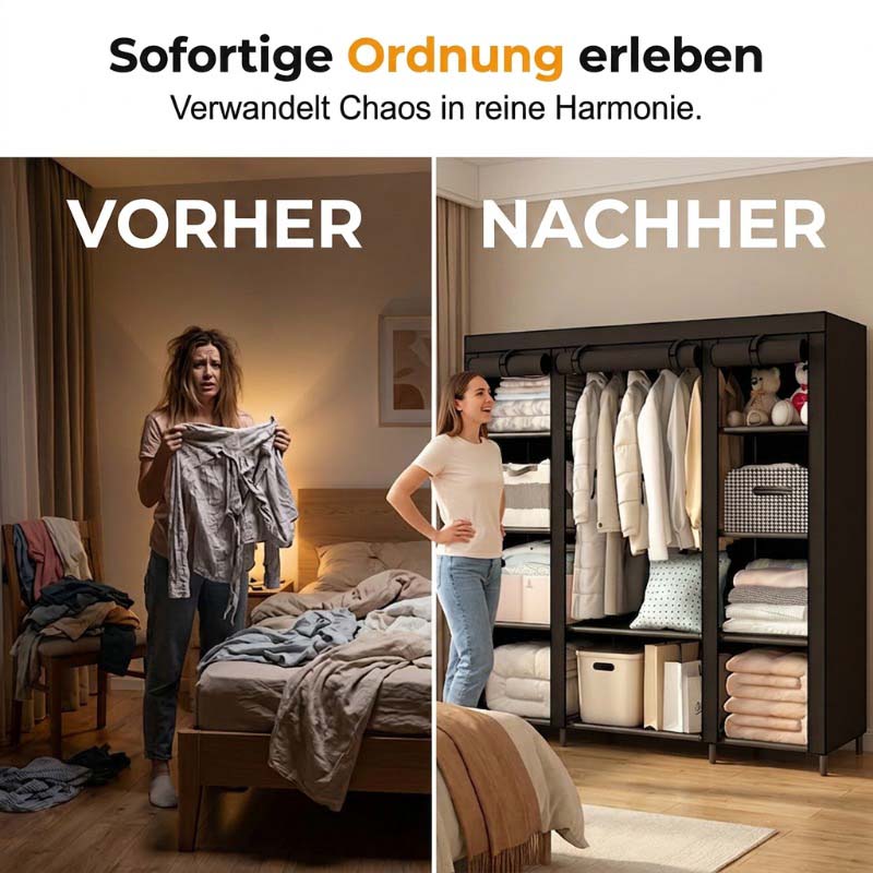 🔥📦 DERNIER JOUR -50% ! Armoire Portable en Tissu Non Tissé – Facile à Monter, Structure Acier, 3 Tailles, Idéale Chambre & Dressing 🏠