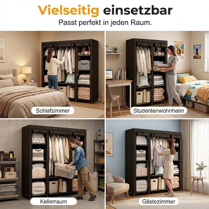 🔥📦 DERNIER JOUR -50% ! Armoire Portable en Tissu Non Tissé – Facile à Monter, Structure Acier, 3 Tailles, Idéale Chambre & Dressing 🏠