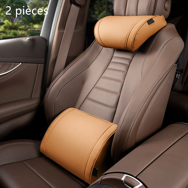 🚗Ensemble d'appuie-tête et de soutien lombaire ergonomiques pour sièges de voiture