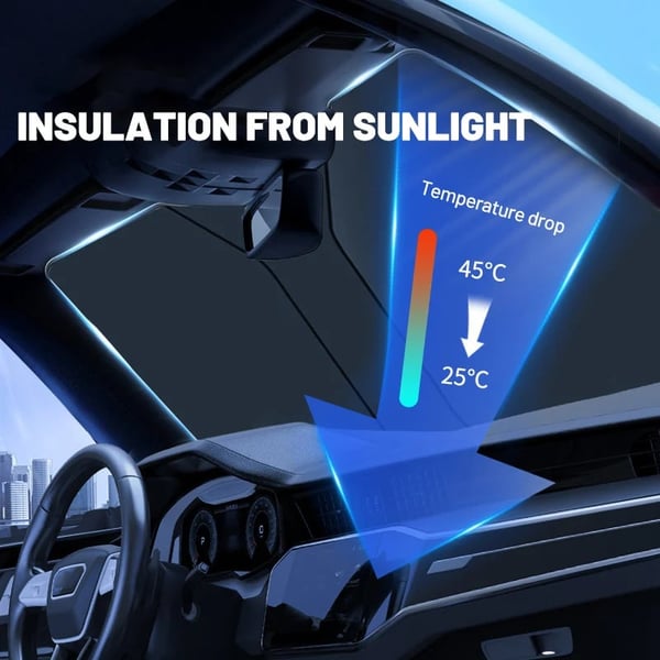 🔥🚗 PROMO FLASH 50% ! Pare-Soleil Pare-Brise Repliable – Protection UV, Inclus Housse Volant & Poche, 2 Tailles, Idéal Toutes Voitures ✅