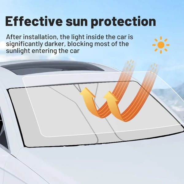 🔥🚗 PROMO FLASH 50% ! Pare-Soleil Pare-Brise Repliable – Protection UV, Inclus Housse Volant & Poche, 2 Tailles, Idéal Toutes Voitures ✅
