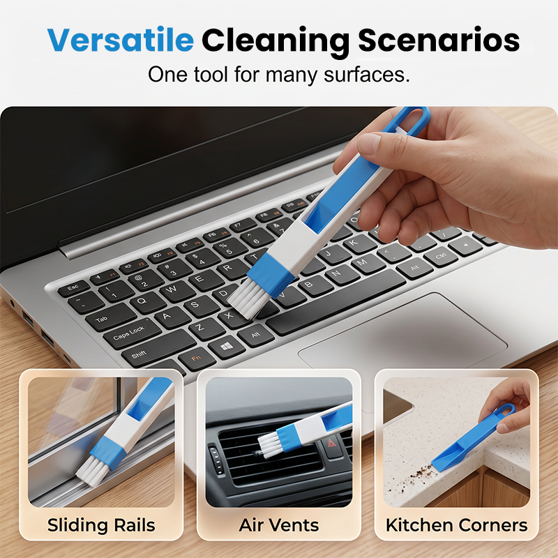 Brosse de nettoyage 2 en 1 pour les rainures des vitres