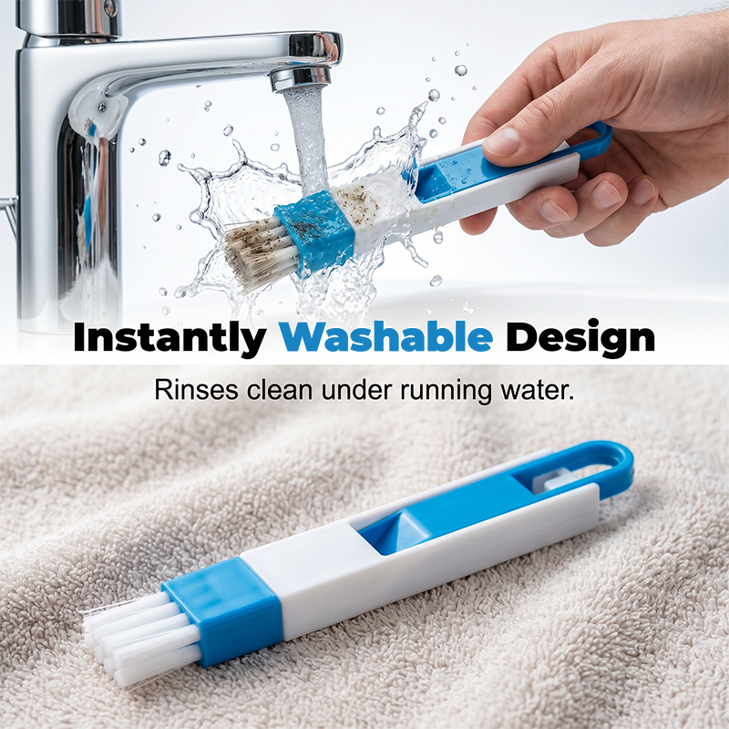 Brosse de nettoyage 2 en 1 pour les rainures des vitres