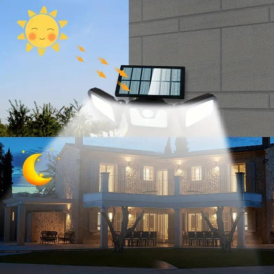 💡 PROMO LIMITÉE -50% ! ☀️ Applique Murale Solaire à 3 Têtes avec Capteur – 2400mAh, LED Haute Luminosité, Angle Réglable, Étanche, Idéale Jardin & Garage 🏠
