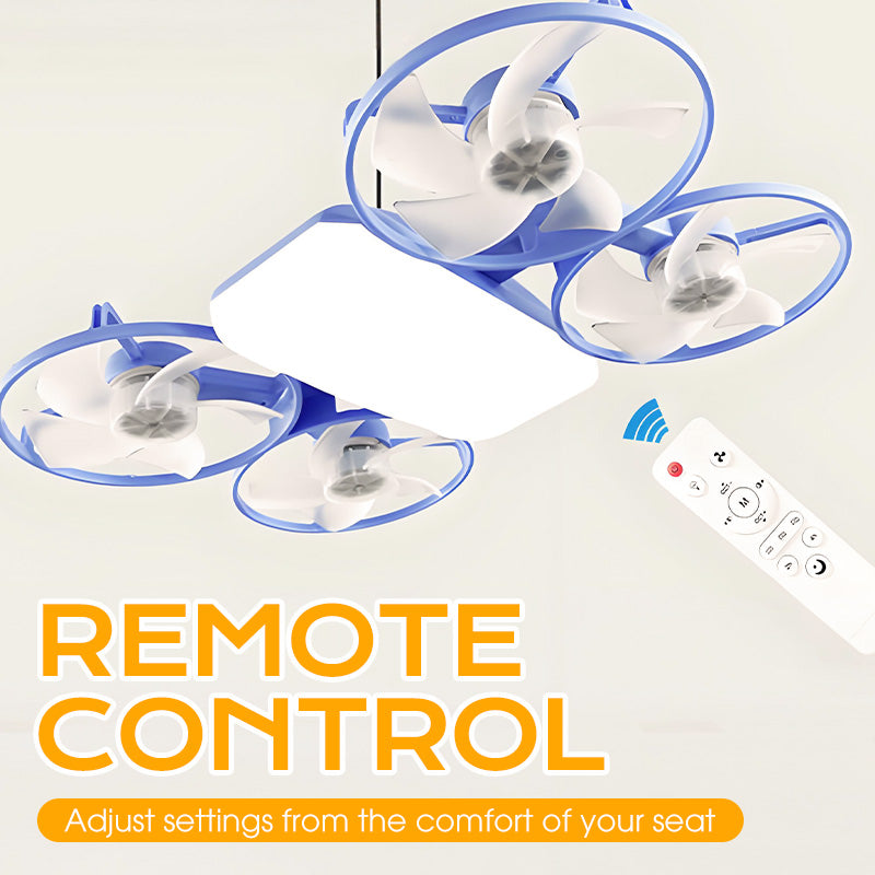 Lampe ventilateur modèle drone E27 à 3 vitesses avec télécommande