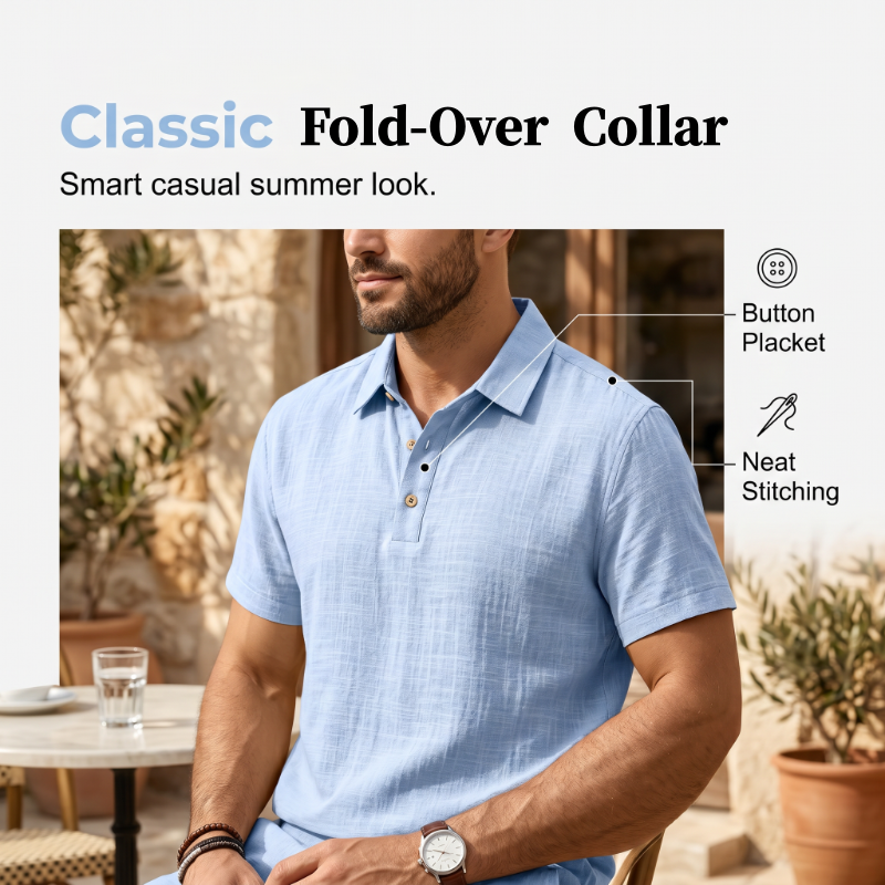 Ensemble d'été en lin pour homme : chemise ample et short cargo, ensemble deux pièces