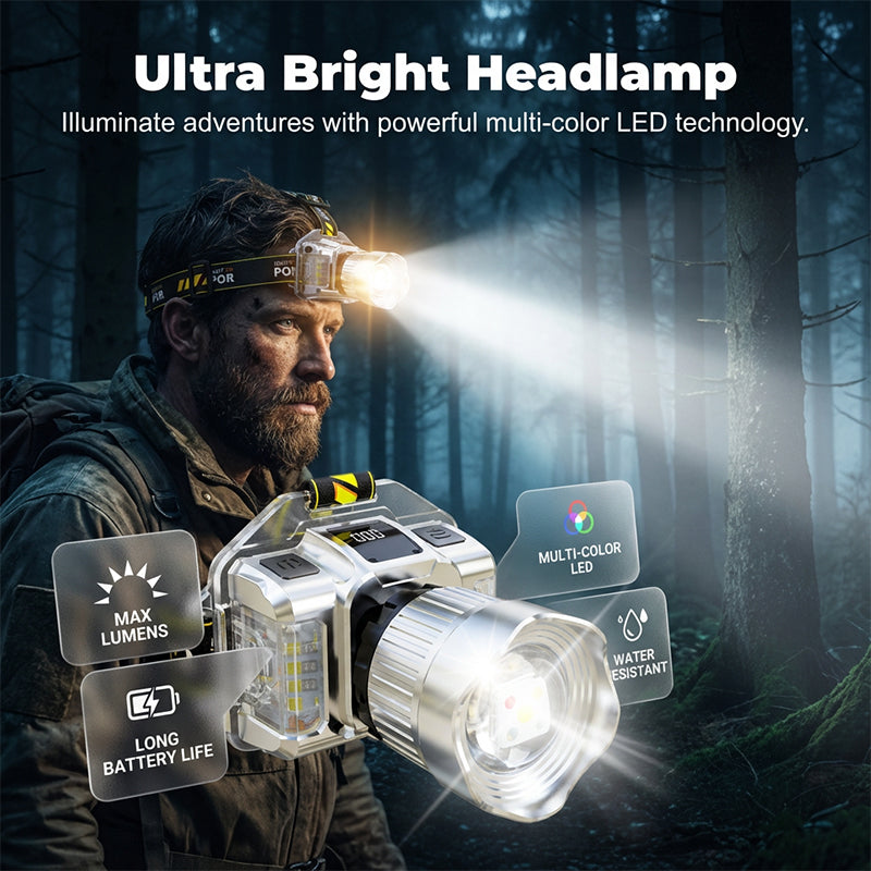 Lampe frontale LED 5 couleurs avec capteur de mouvement