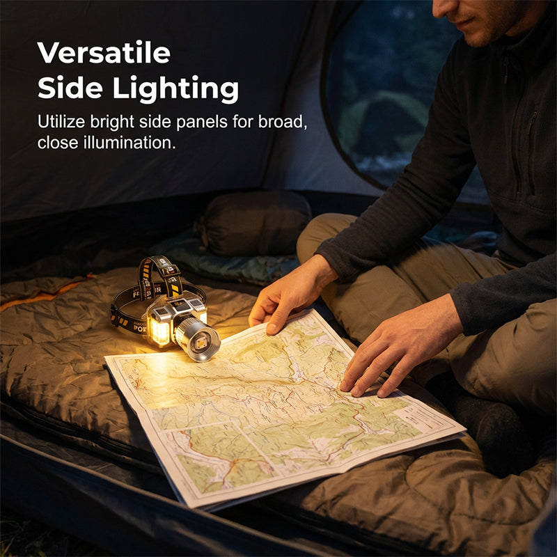Lampe frontale LED 5 couleurs avec capteur de mouvement