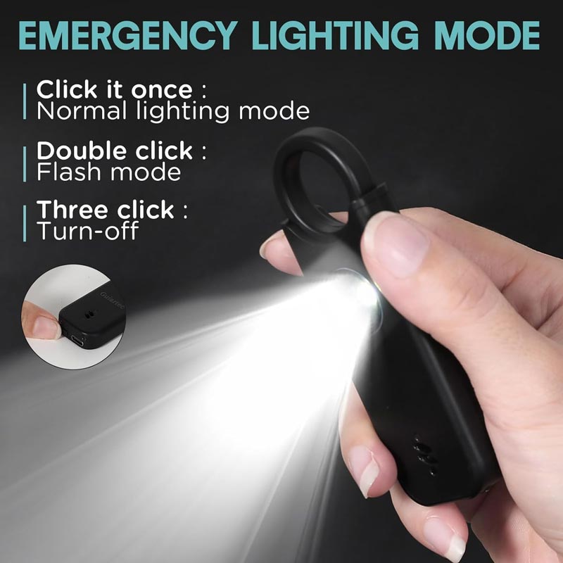 Alarme de Défense Personnelle 135 dB avec Lumière Stroboscopique LED
