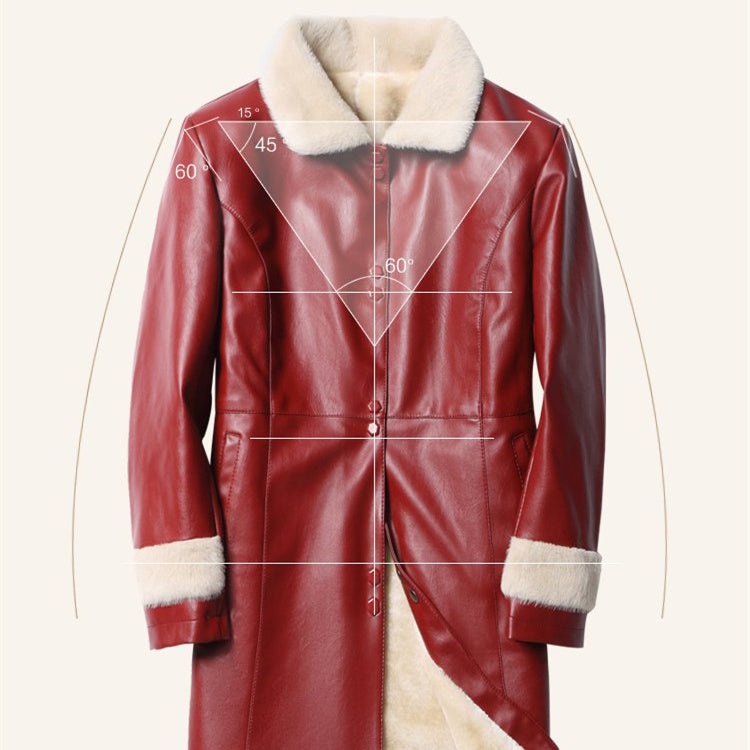 Manteau mi-long en fourrure avec col à revers en polaire