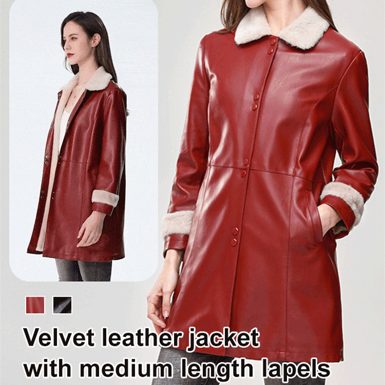 Manteau mi-long en fourrure avec col à revers en polaire