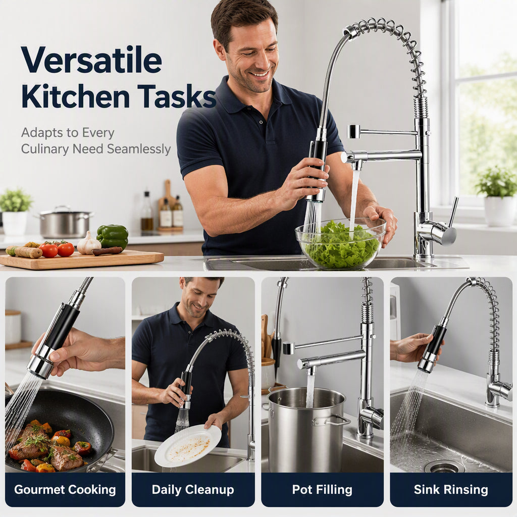 Robinet de Cuisine à Ressort Rotatif 360 Degrés