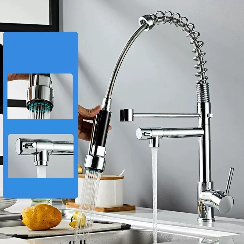 Robinet de Cuisine à Ressort Rotatif 360 Degrés