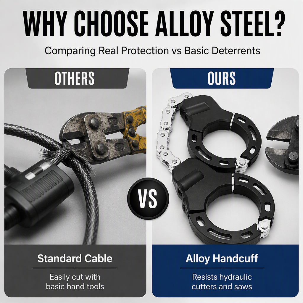 Antivol Menottes Haute Résistance pour Trottinette - Chaîne en Acier Alloy avec Sac de Rangement