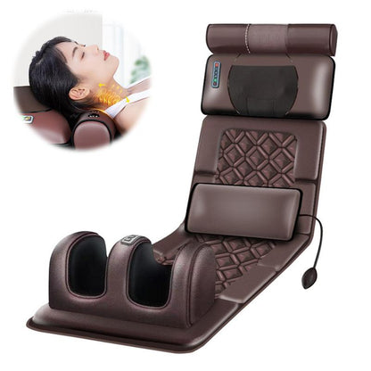 Matelas de massage électrique — Appareil de massage complet multifonctionnel avec fonction chauffante, coussin de soutien cervical et lombaire, coussins d'air chauffants pour le dos et la taille