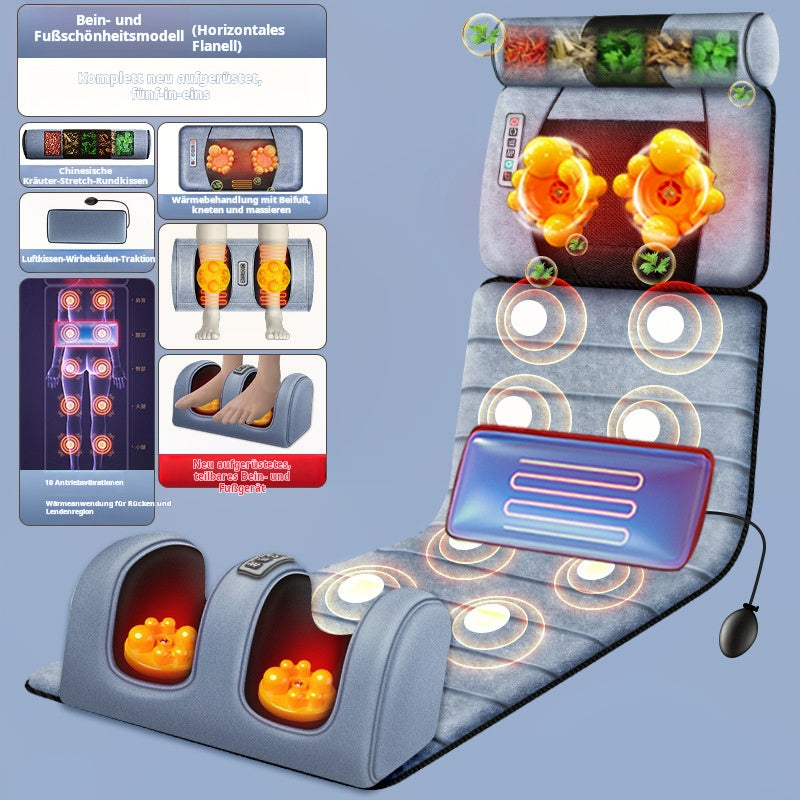 Matelas de massage électrique — Appareil de massage complet multifonctionnel avec fonction chauffante, coussin de soutien cervical et lombaire, coussins d'air chauffants pour le dos et la taille