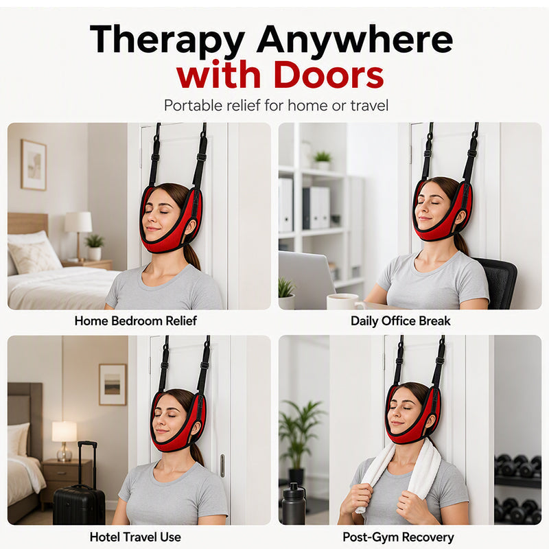 Dispositif de traction cervicale sur porte pour le soulagement des douleurs au cou