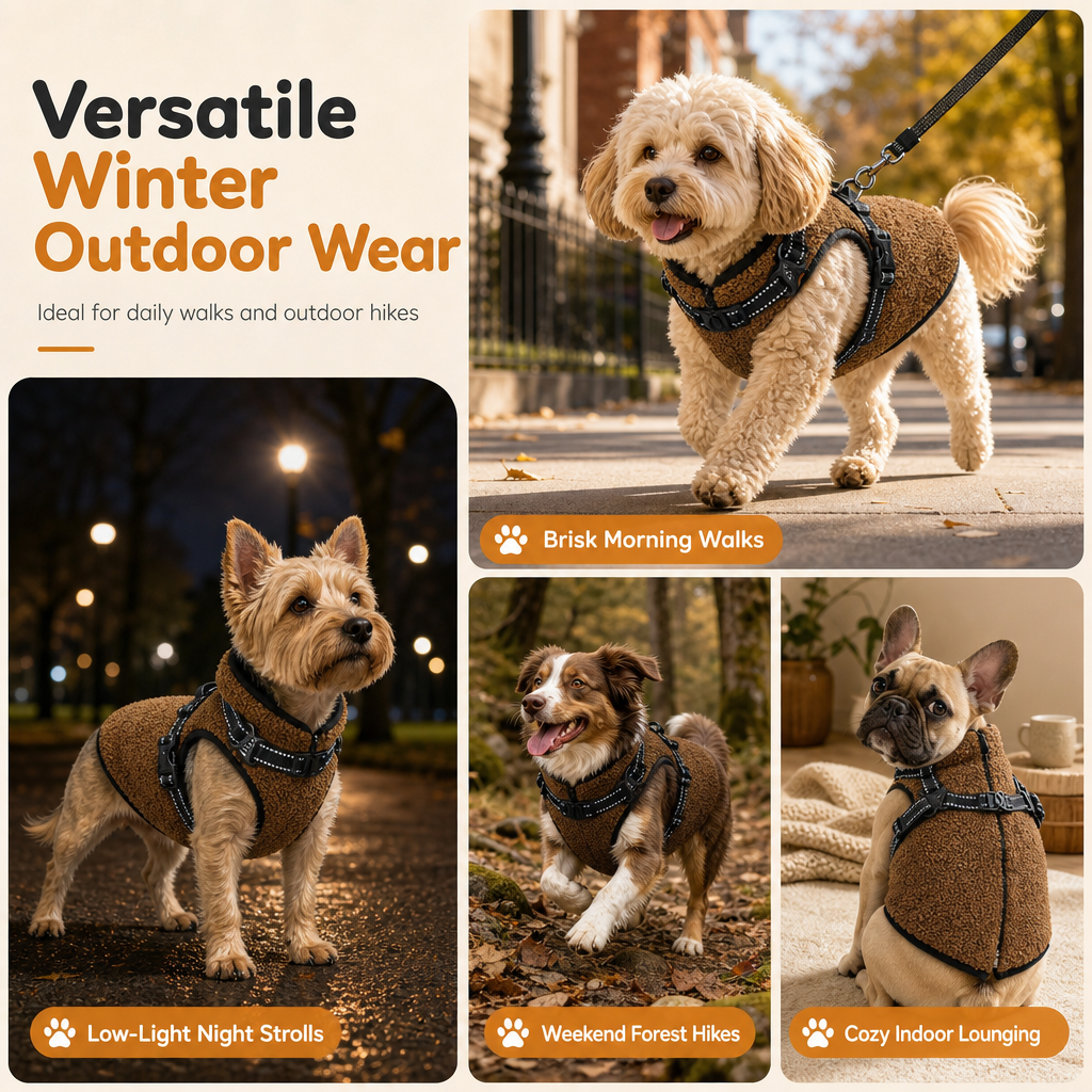 ⏳ Offre à durée limitée : -50 % ⏰ Manteau d'hiver chaud pour chien avec bandes réfléchissantes et harnais, pour petits et moyens chiens 🐶❄️