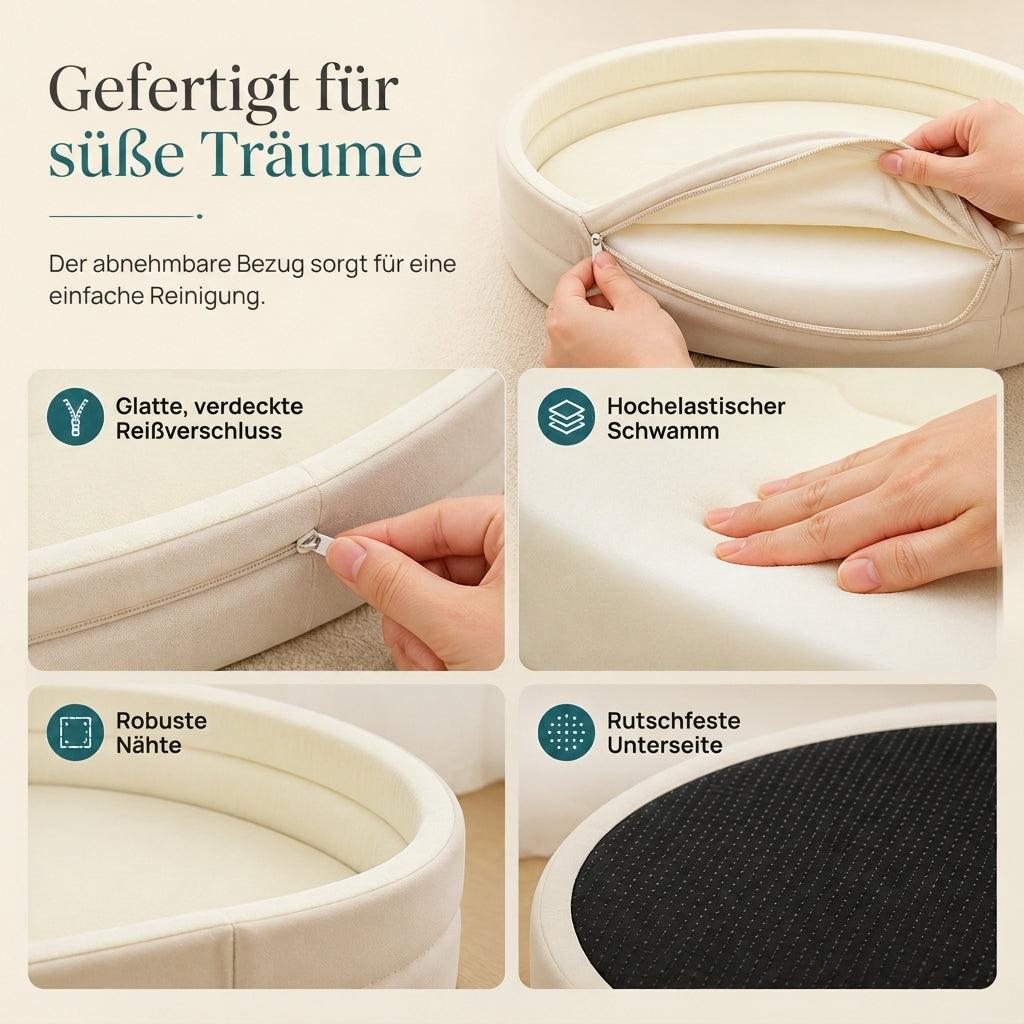 ✨50 % DE RÉDUCTION EN CE MOMENT ! ✨Panier ovale amovible pour animaux en polaire et tissu Oxford avec fond déperlant antidérapant et rembourrage en mousse pour chiens et chats
