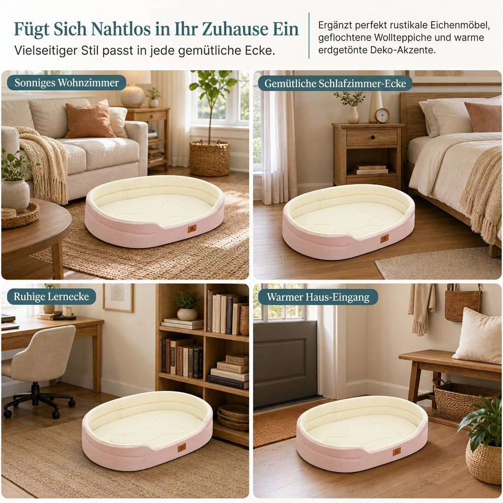 ✨50 % DE RÉDUCTION EN CE MOMENT ! ✨Panier ovale amovible pour animaux en polaire et tissu Oxford avec fond déperlant antidérapant et rembourrage en mousse pour chiens et chats