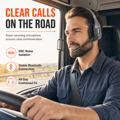 Casque sans fil Bluetooth pour centre d'appels, avec réduction de bruit environnemental ENC et appairage automatique, pour service client et chauffeurs routiers
