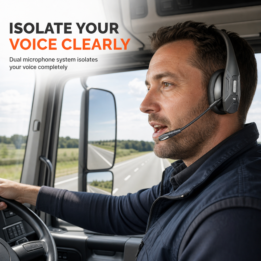 Casque sans fil Bluetooth pour centre d'appels, avec réduction de bruit environnemental ENC et appairage automatique, pour service client et chauffeurs routiers