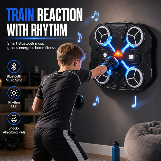 Cible de boxe musicale électronique pour enfants — Entraînement des réflexes et du rythme, fitness à domicile et anti-stress