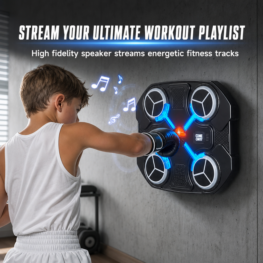 Cible de boxe musicale électronique pour enfants — Entraînement des réflexes et du rythme, fitness à domicile et anti-stress