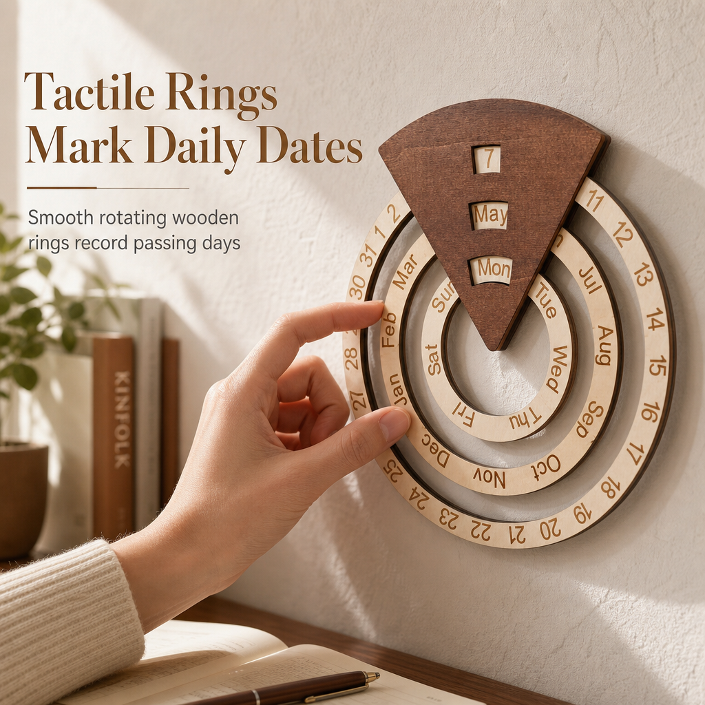 📢📢50 % DE RÉDUCTION !! ⏰ Calendrier perpétuel circulaire en bois rotatif