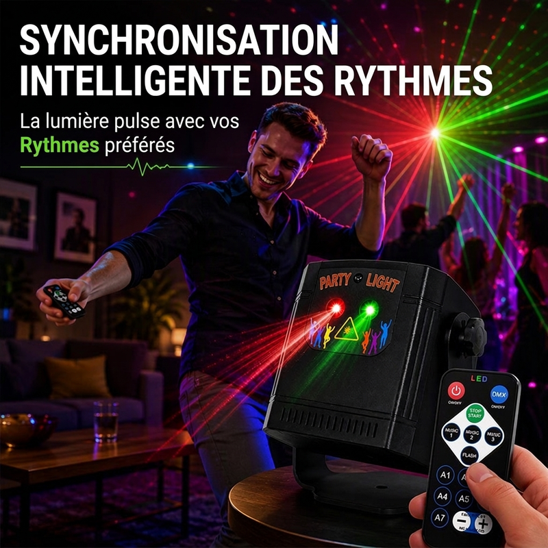 🔥-50% DE RÉDUCTION✨Lumière laser de soirée rechargeable🔋Avec télécommande, effets lumineux pour fêtes et soirées