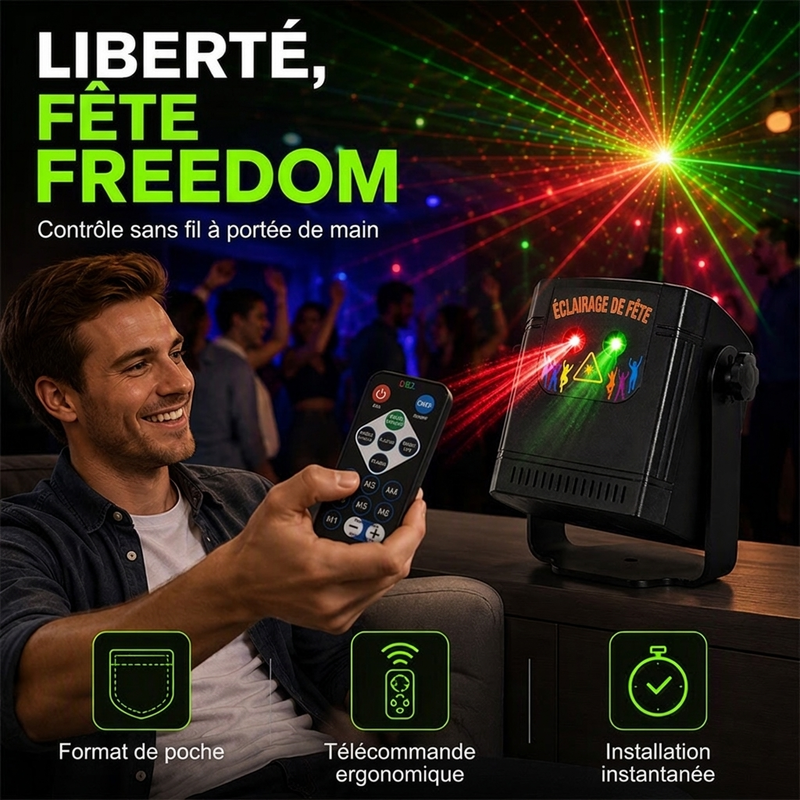 🔥-50% DE RÉDUCTION✨Lumière laser de soirée rechargeable🔋Avec télécommande, effets lumineux pour fêtes et soirées