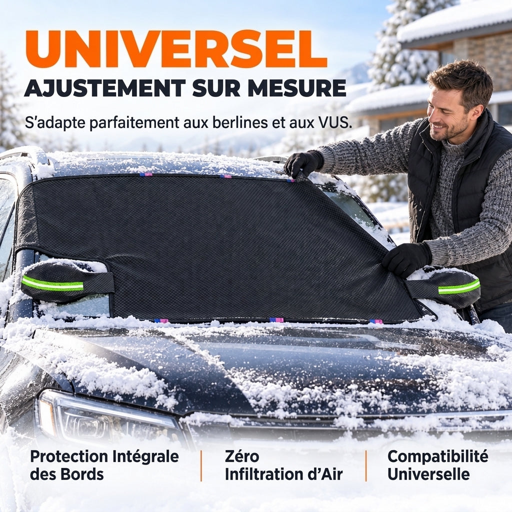 🚗❄️ Housse de Pare-Brise Voiture 4 Saisons Épaissie – Anti-Givre Magnétique, Protection UV & Rétroviseurs Intégrés