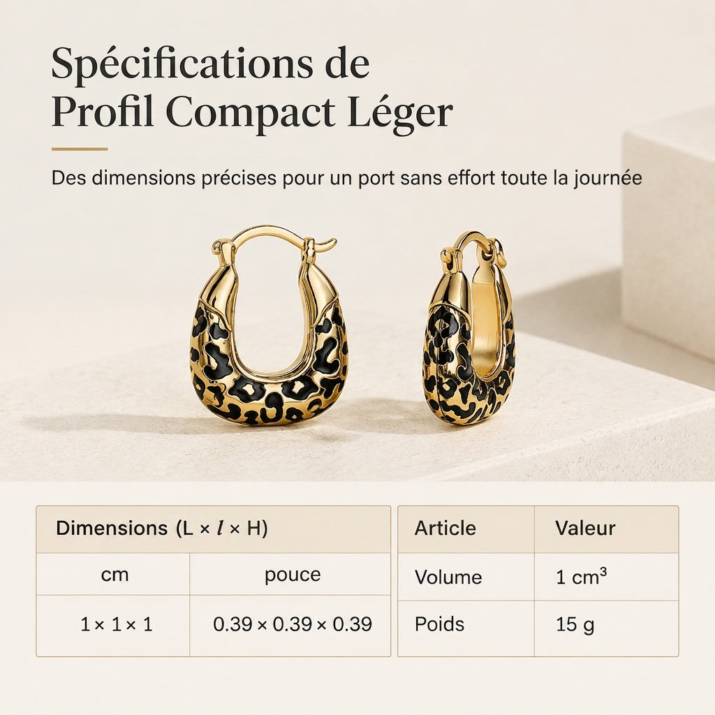 Boucles d'oreilles huggie en forme de U imprimé léopard vintage pour femmes