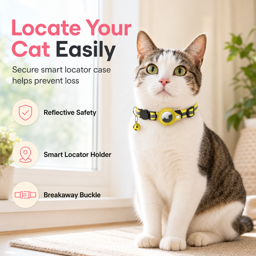 Collier Réfléchissant pour Chat avec Traceur Connecté Étanche