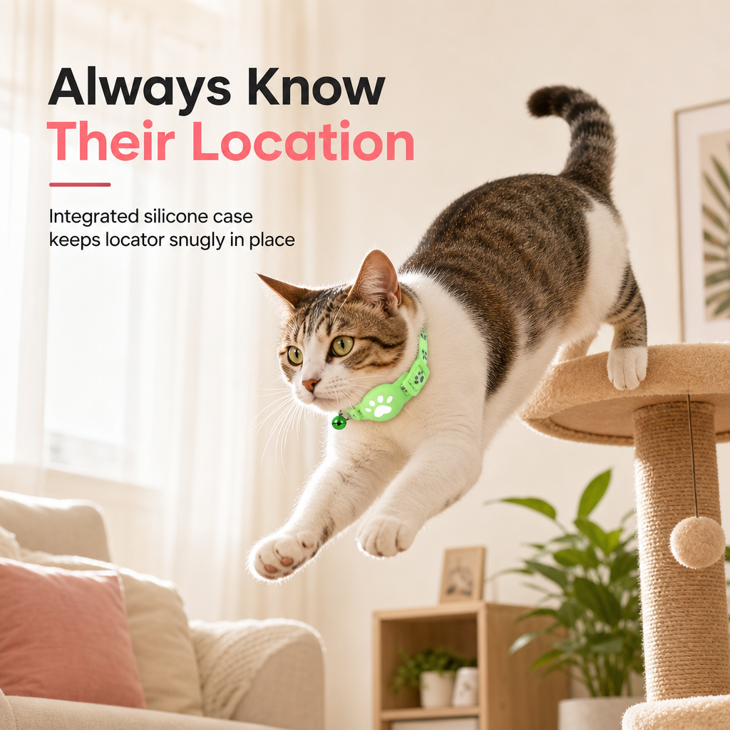 Collier Réfléchissant pour Chat avec Traceur Connecté Étanche