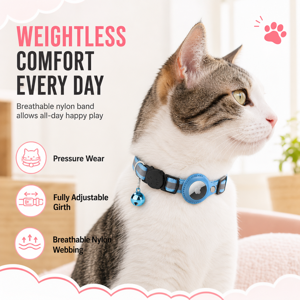 Collier Réfléchissant pour Chat avec Traceur Connecté Étanche